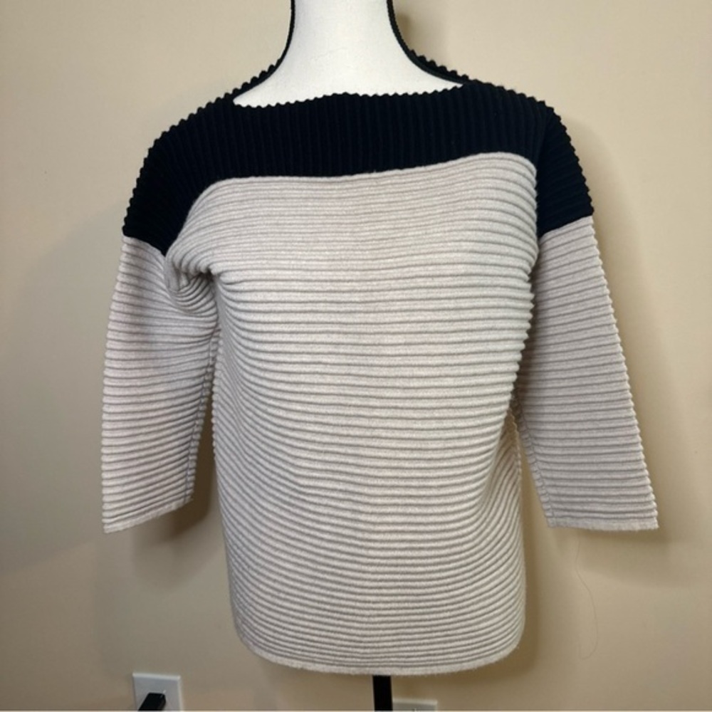 Kokun women’s tan& black pull over sweater wool/cashmere blend XS